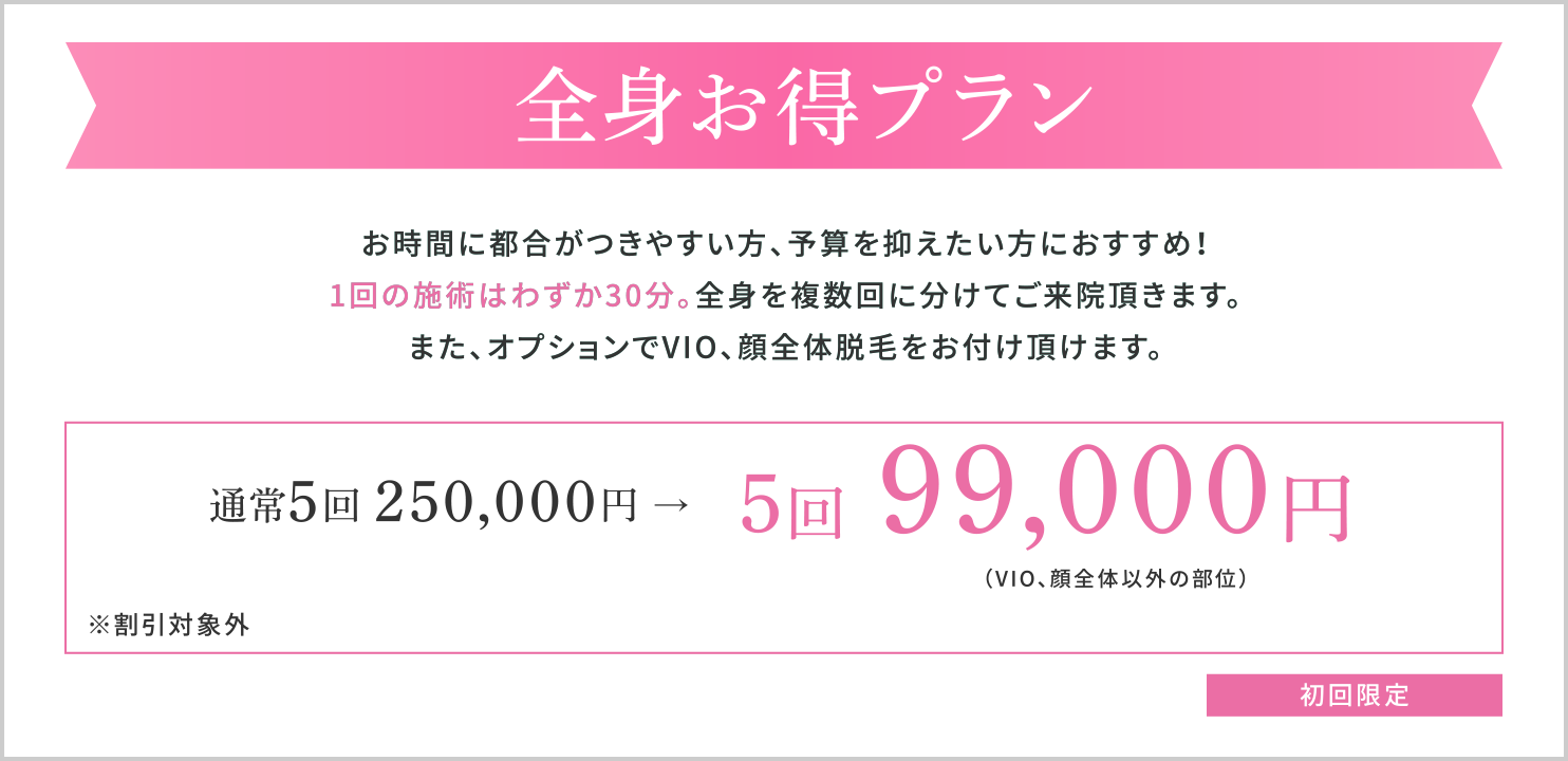 大阪梅田茶屋町ヒフ科クリニック全身お得プランキャンペーン